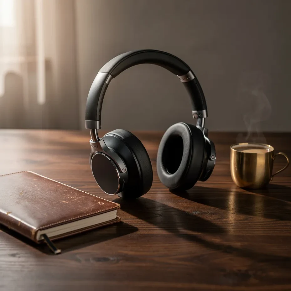 Casque audio sur bureau